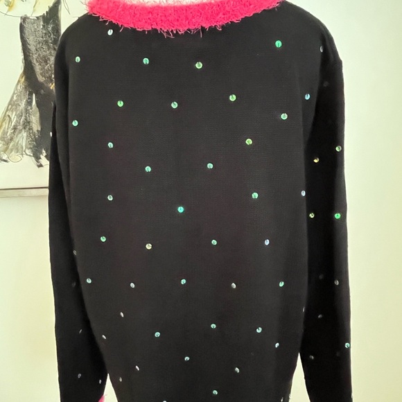 Mandal Bay Black & Pink Embellished Christmas Sweater Size Large - Picture 6 of 8